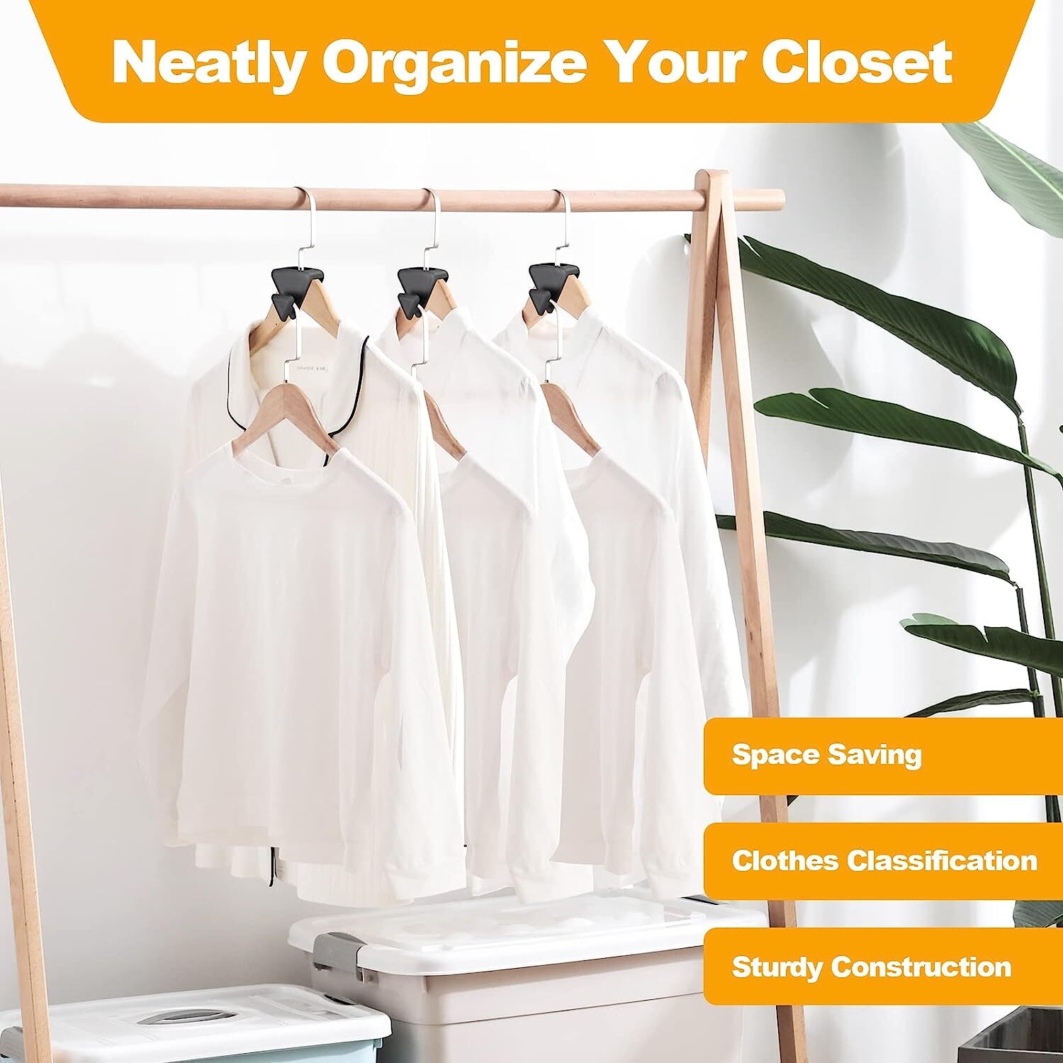 100pcs Clothes Hangers Space Saving Closet Organizers Heavy Duty Hanger Extender