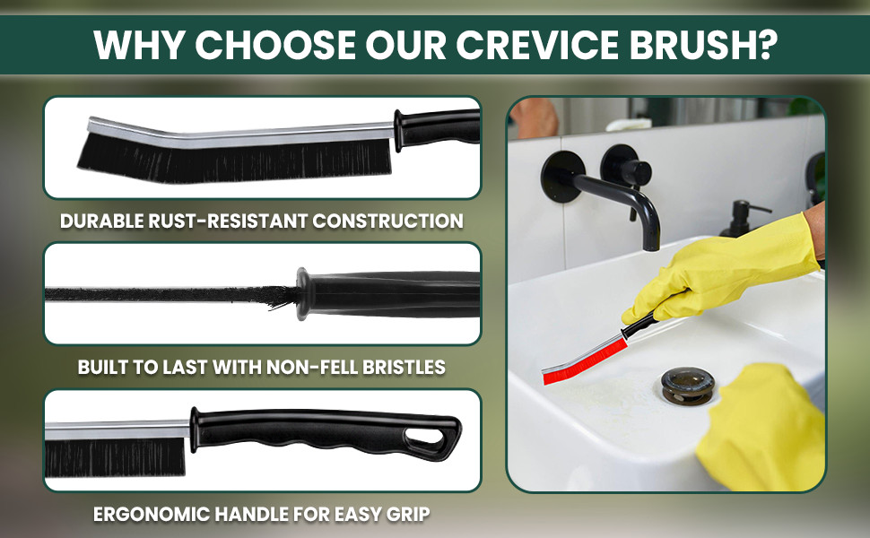 Crevice Cleaning Brush Set – 3Pcs Hard Bristle Cleaning Tools in Red, Black &