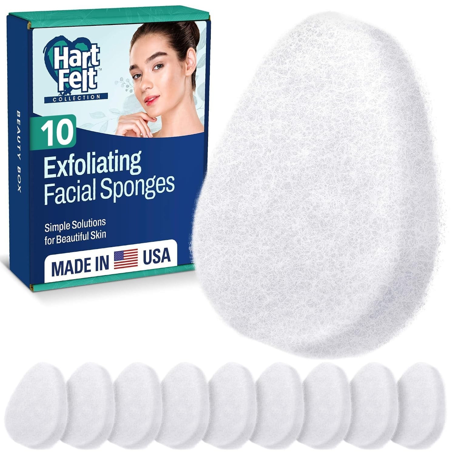 HartFelt [10 Pack] Regular Exfoliating Facial Sponge for Face – Daily Cleansi…