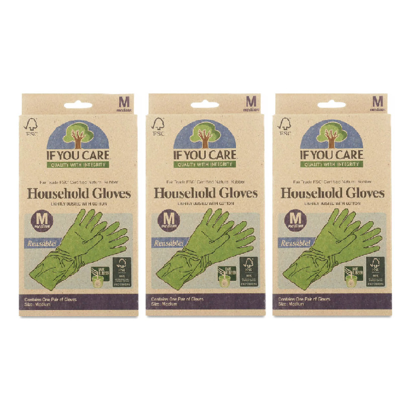 If You Care Fair Trade FSC Household Gloves Medium 1 pair (Pack-3)