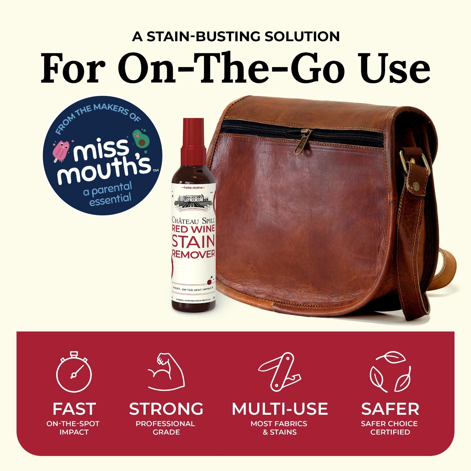 Wine Stain Remover Spray – Laundry & Carpet Cleaner – EPA Safer Choice – 4 Fl Oz
