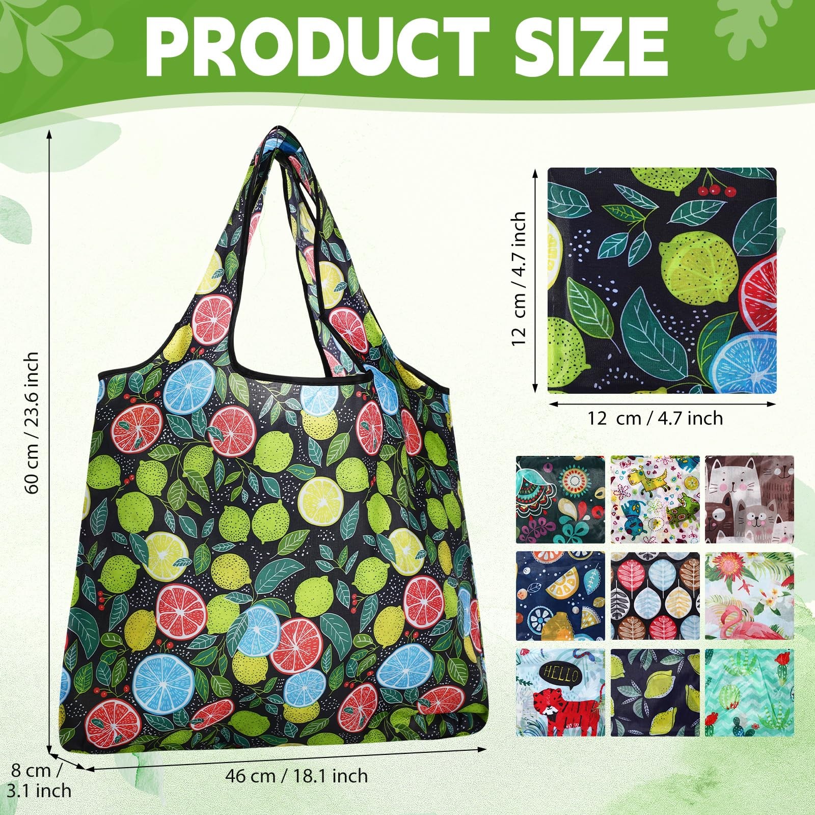 Paterr 50 Pack Reusable Foldable Grocery Bags 10 Patterns Bulk Shopping Totes…