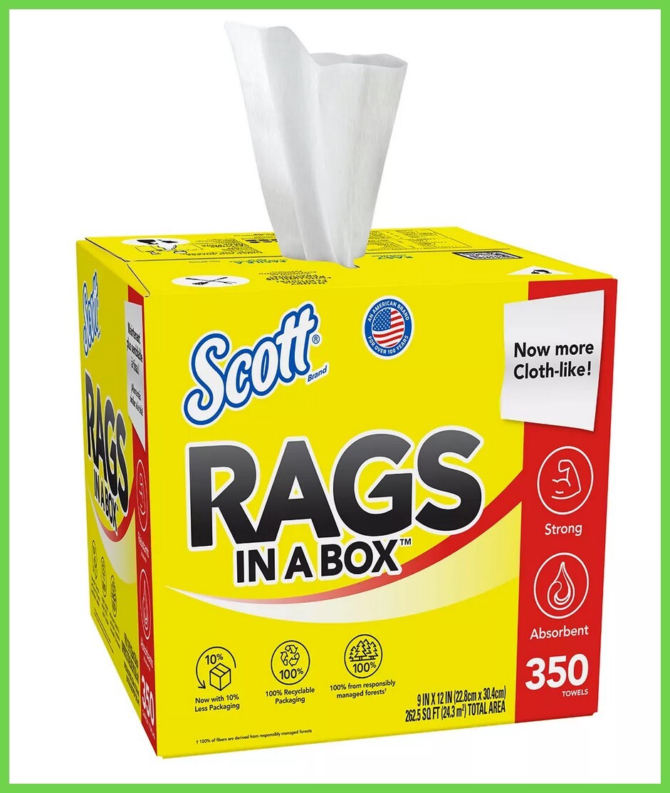 Scott Shop Rags In A Box 350 Sheets Strong and Durable – NEW FAST SHIP