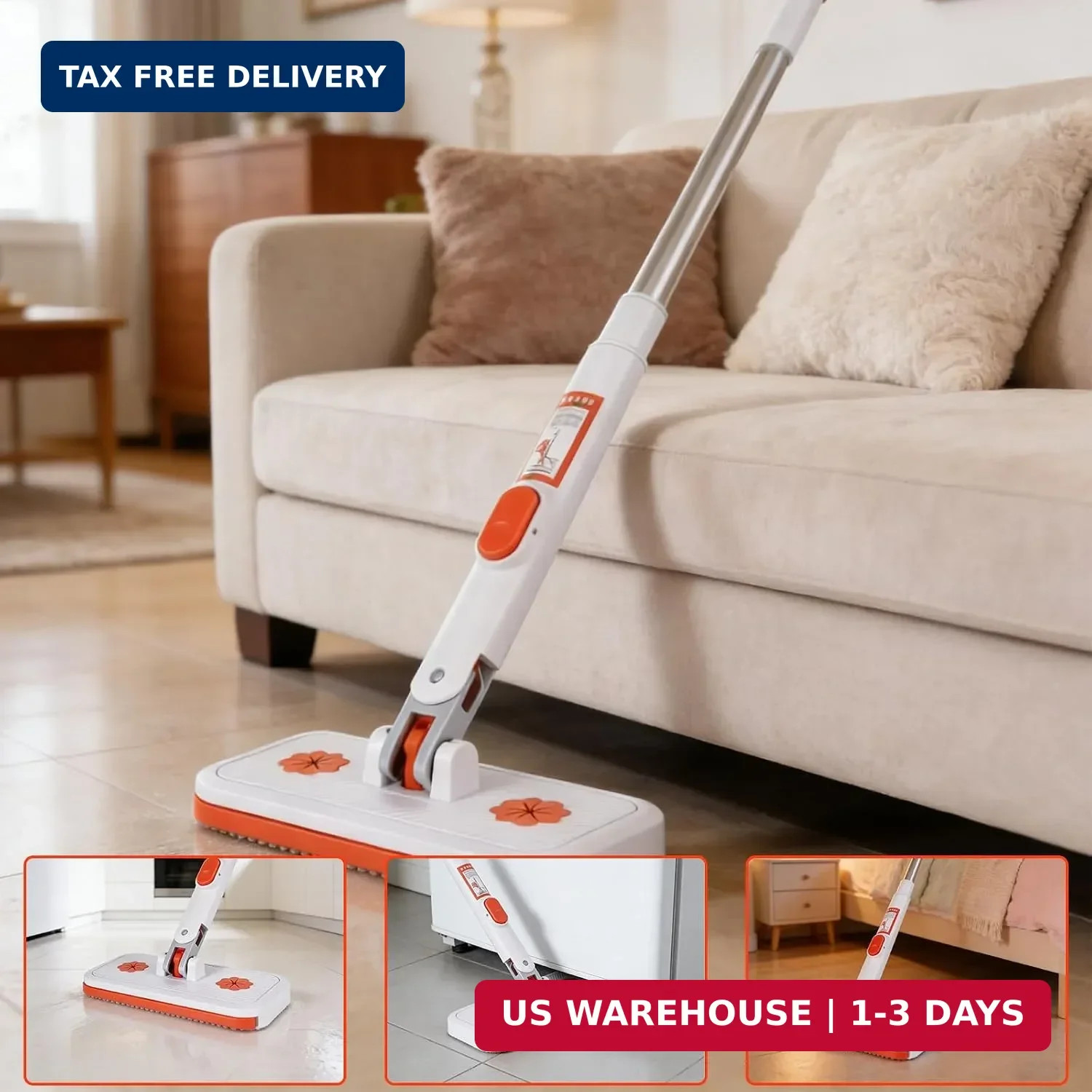 Snap Grip Mini Mop Set, Convenient Cloth Changing Mini Mop, Gap Dust Cleaner Laz