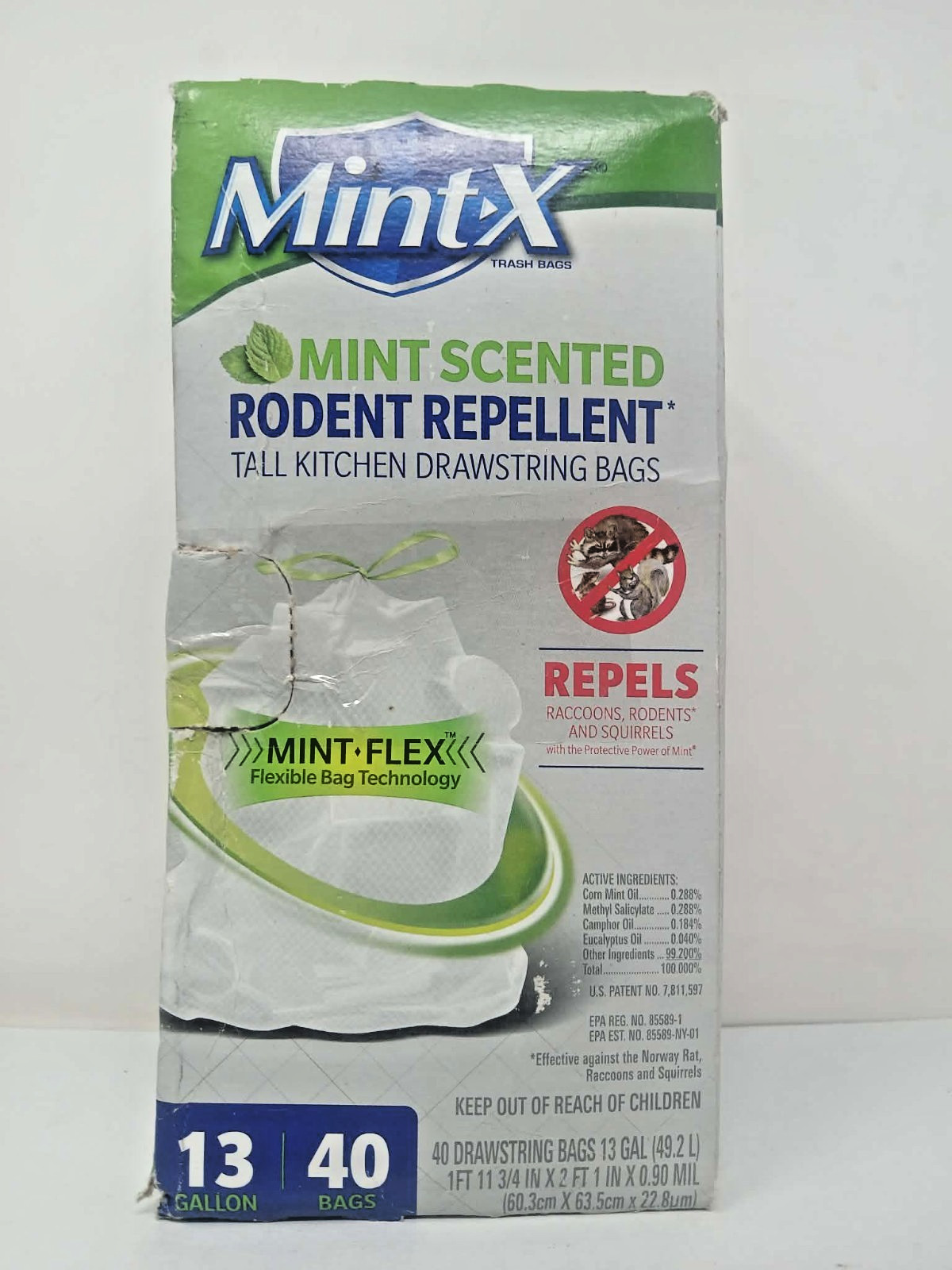 Mint-X 13 gal Mint Scent Tall Rodent Repellent Drawstring Kitchen Bag 40 Bags