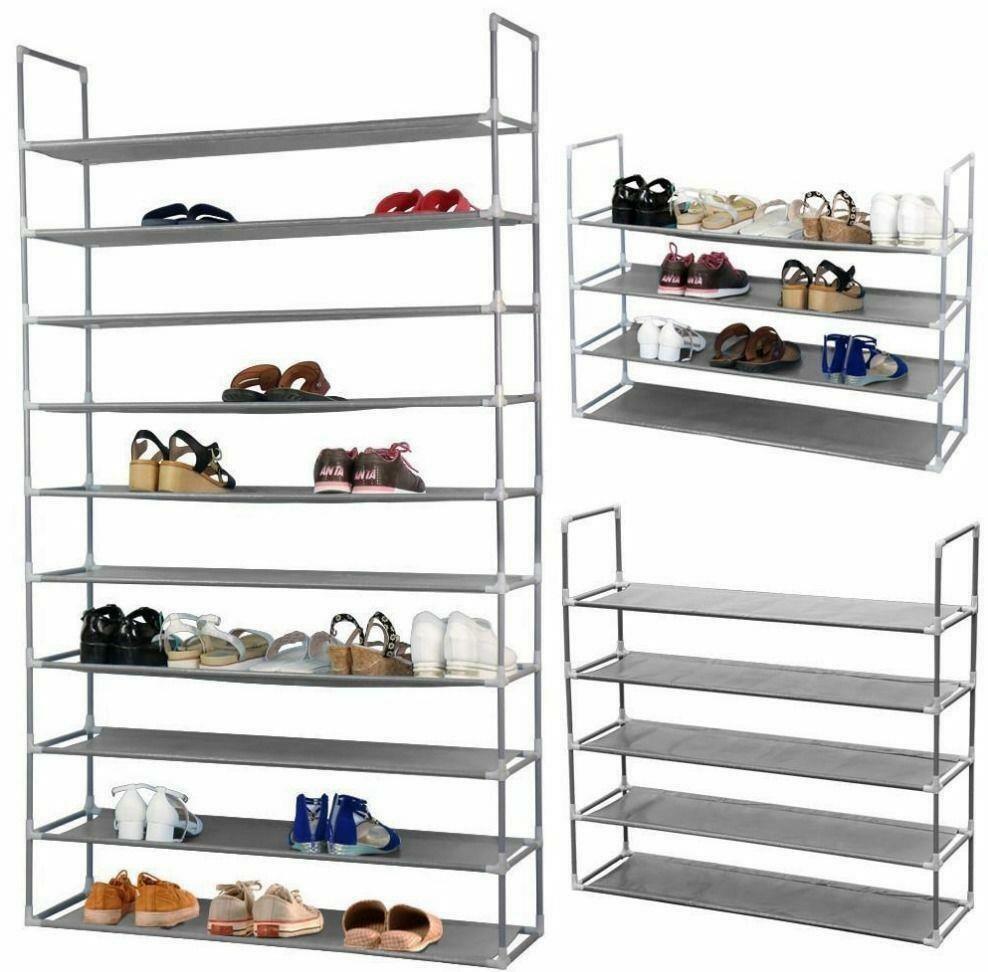 10-Tiers 50 Pair Shoe Tower Rack Large Storage Space Organizer Free Standing