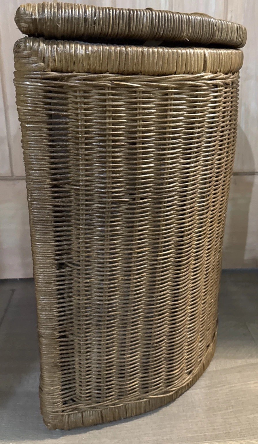 Boho Wicker Laundry Hamper w/ Lid Removable Cotton Liner Rattan Basket Natural