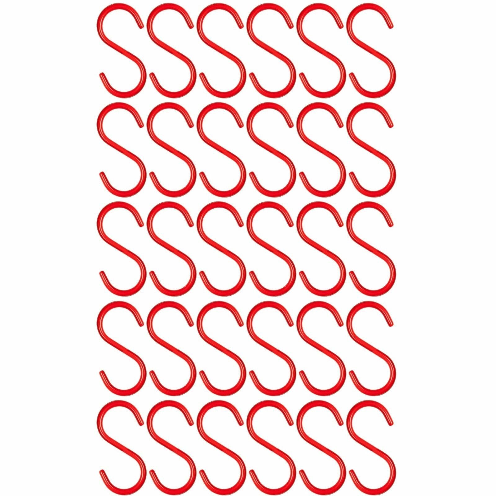 30 Pieces 5″ inch Red Vinyl Coated S Shaped Hooks for Hanging Kitchen Rack