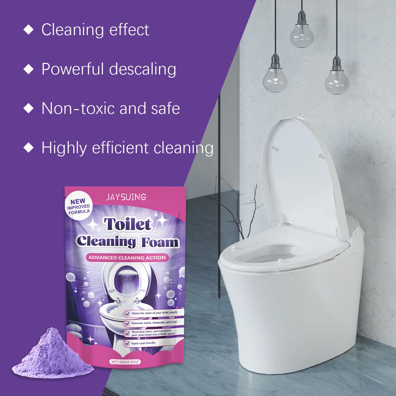 1~5 Bags Fizzclean Toilet Foam Cleaner, Toilet Cleaning Foam Insta-Action 100g