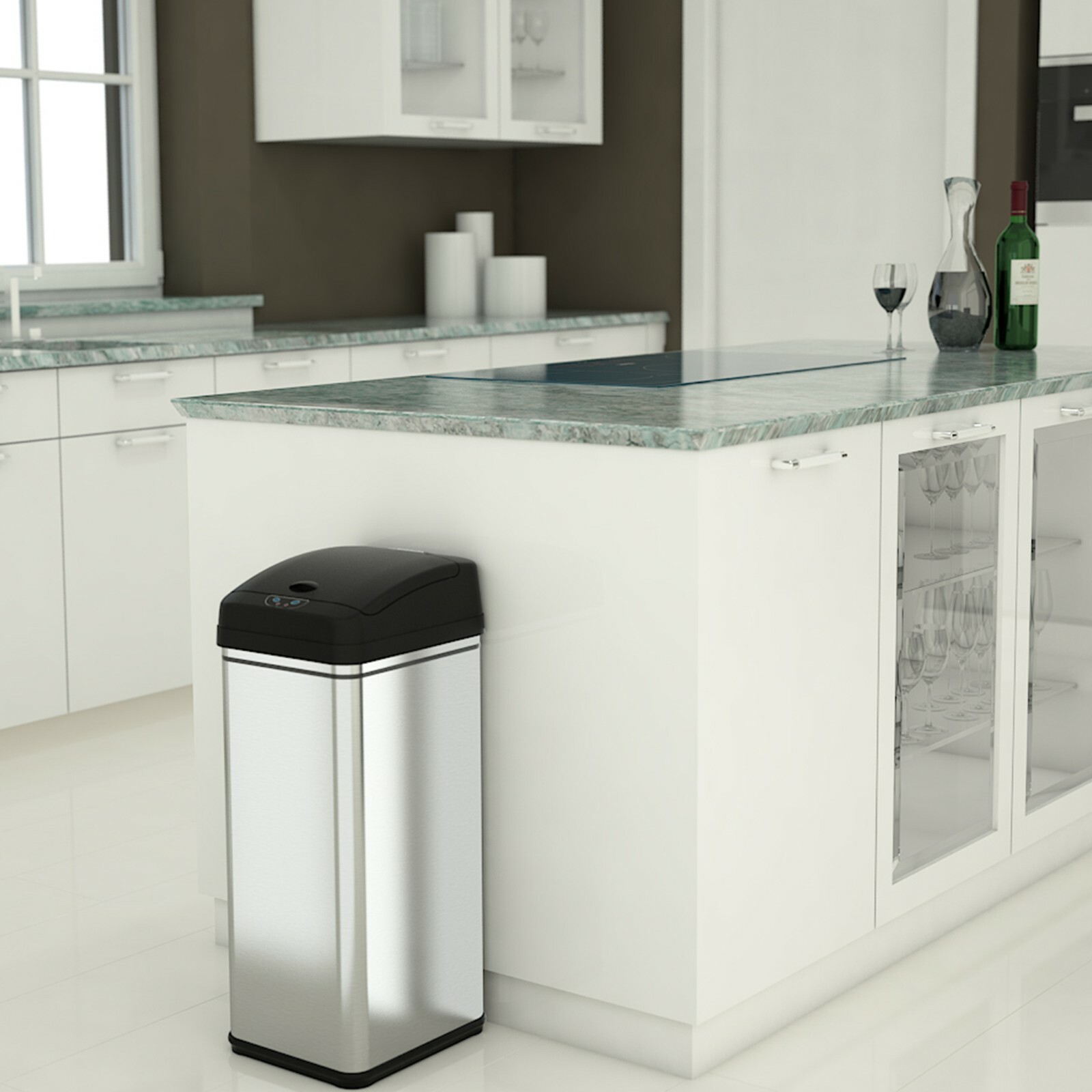 Multifunction 13 Gallon + 2 Gallon Sensor Trash Can Combo Home Office