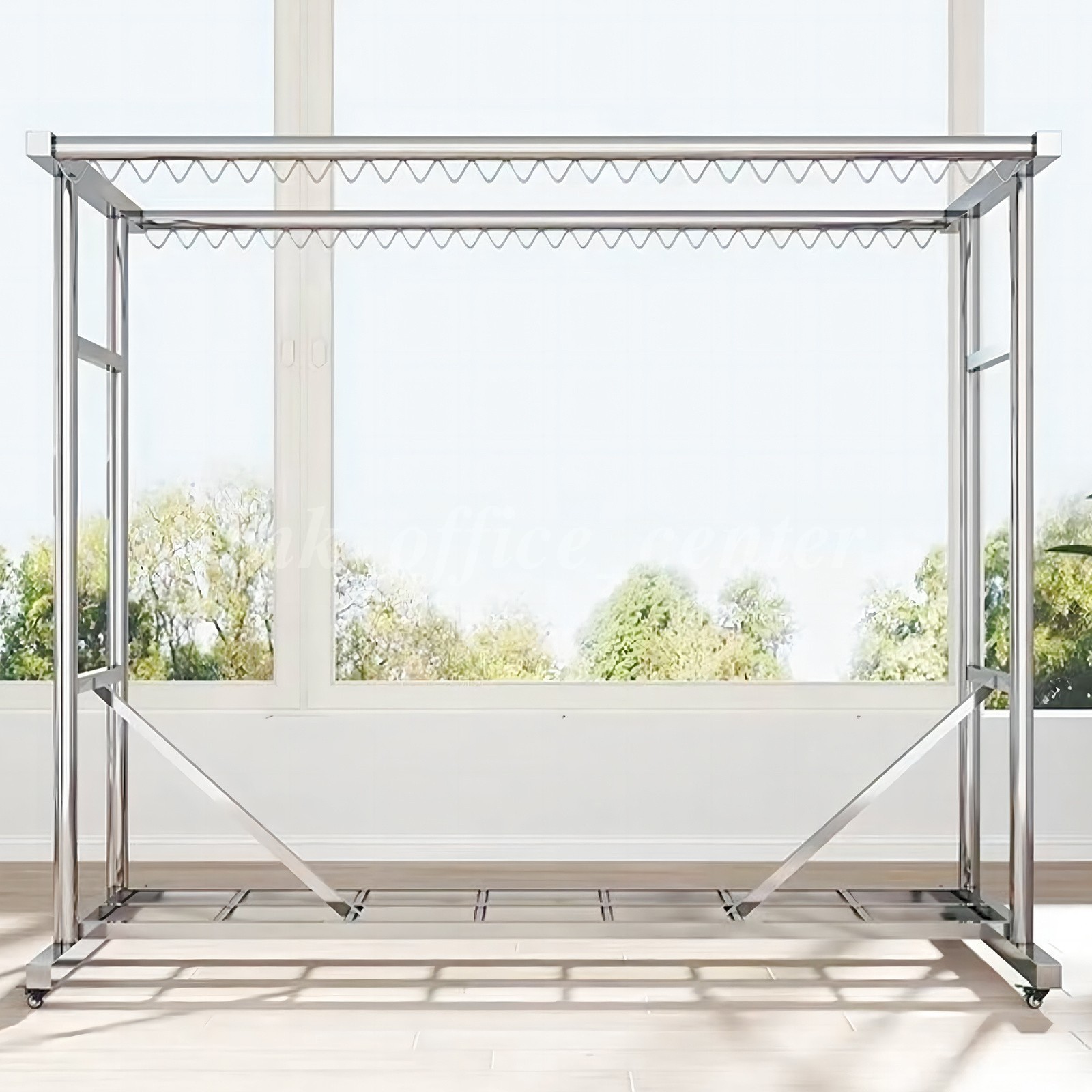 1000LBS Rolling Commercial Clothing Garment Racks Double Rail Garden Adjustable