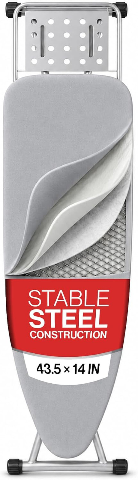 Full Size Ironing Board, Sturdy Frame, Heat Resistant Cover, Iron Rest | Stable