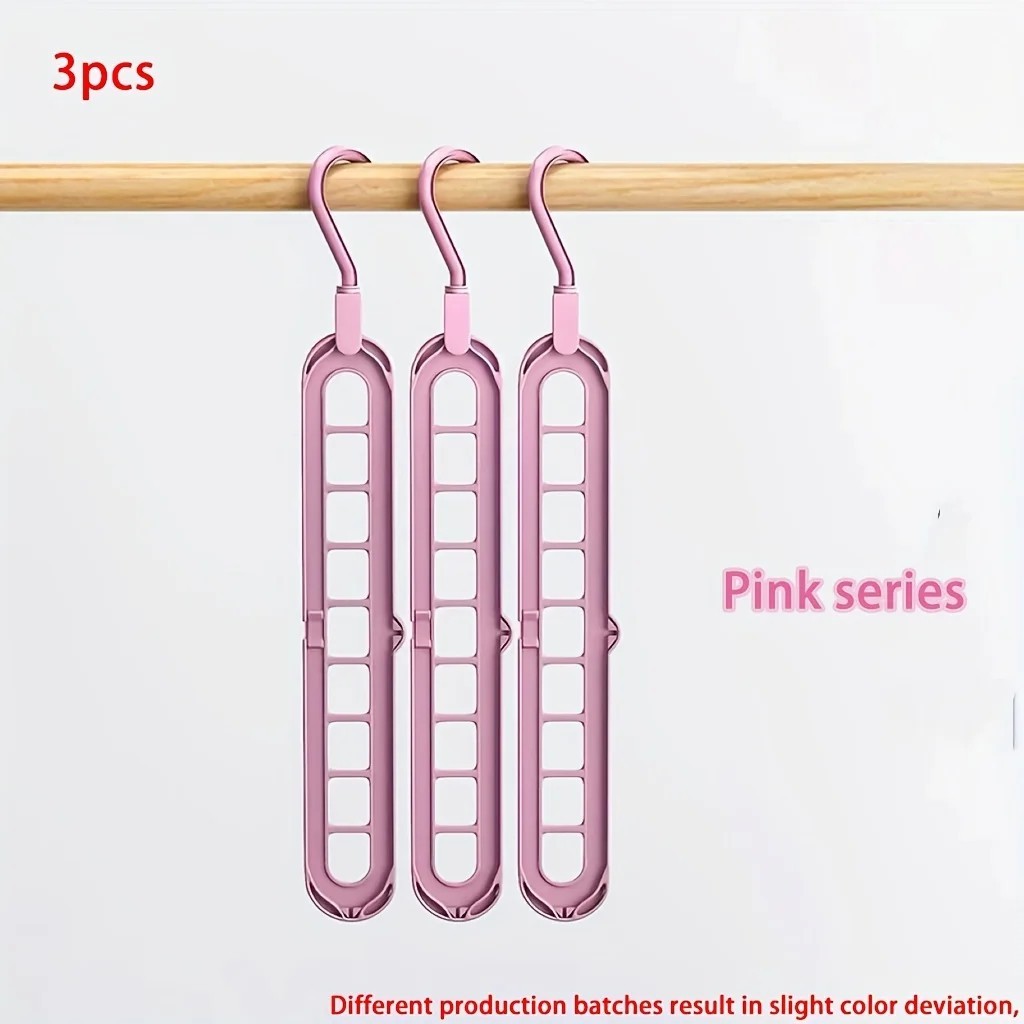 3PCS 9-Hole Foldable Clothes Hangers Space Saving Wardrobe Closet Organizer