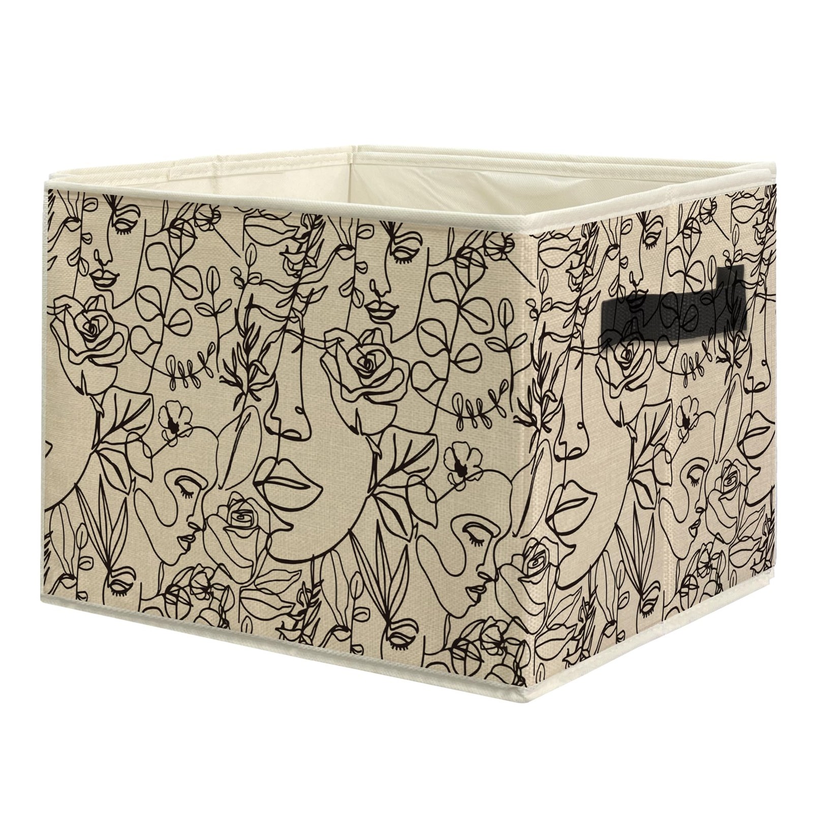 Abstract Boho Floral Woman Storage Bins, Minimalist Boho Neutral Botanical Co…