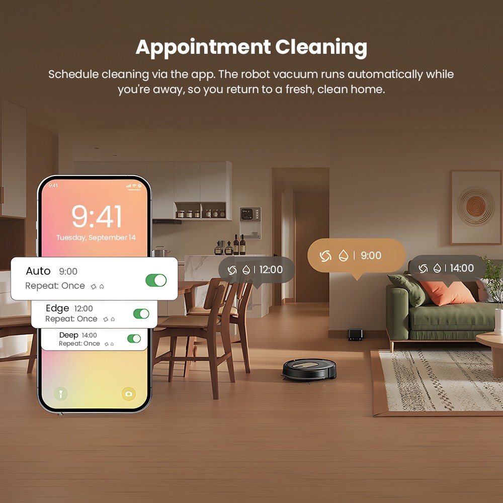 Vactidy W8 Robot Vacuum and Mop 5000Pa Suction,150-Min Runtime,App/Voice Control