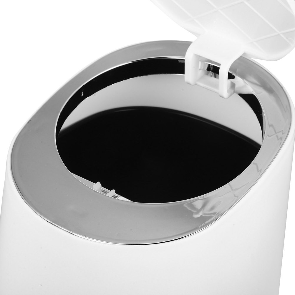 1 Set Reusable Small Desktop Garbage Bucket White ABS PP Press Lid