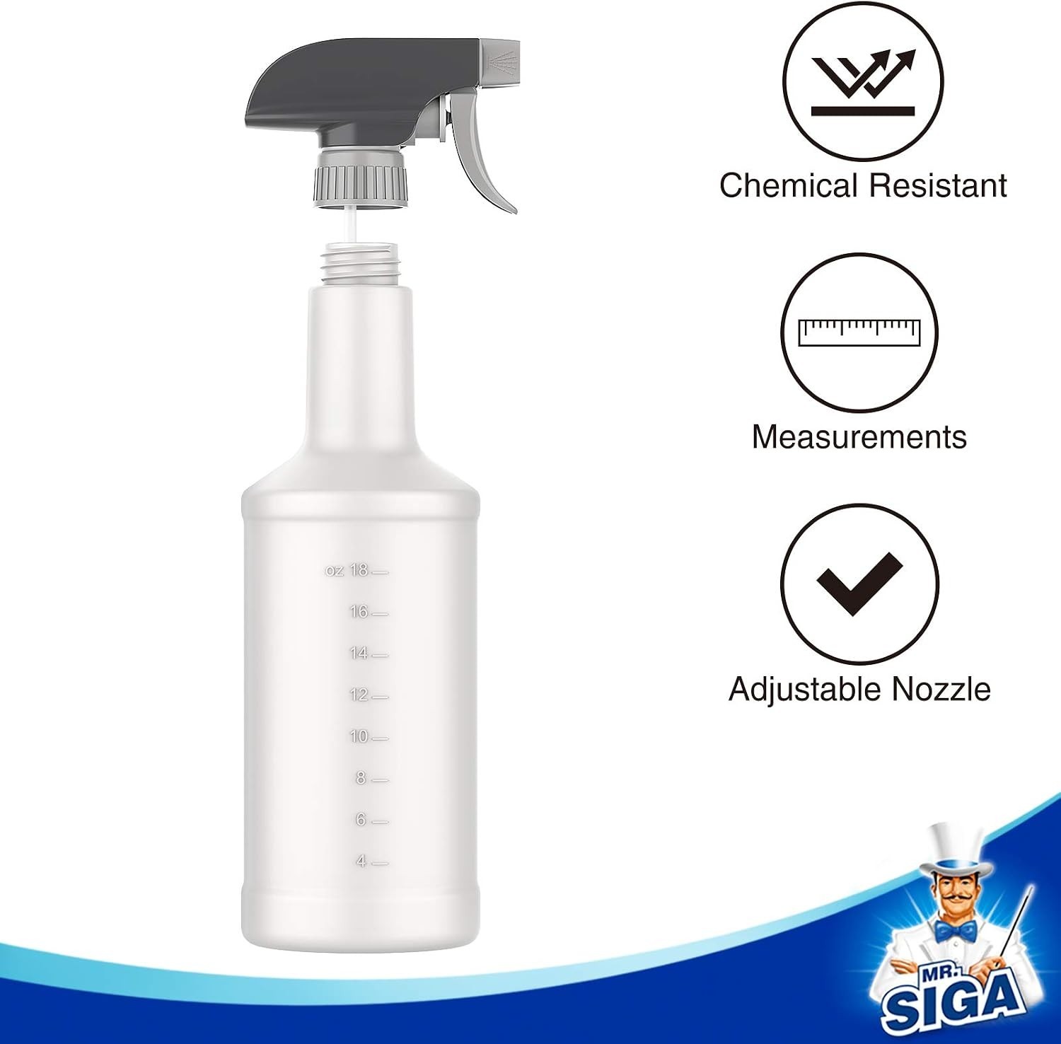 24 oz Empty Plastic Spray Bottles for Cleaning Solutions, 3 Pack | Heavy duty…