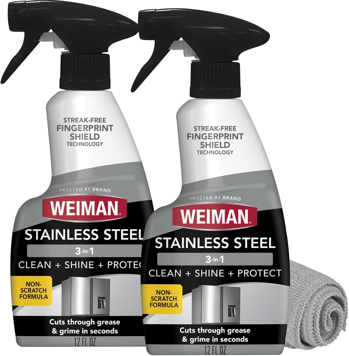 Stainless Steel Cleaner & Polish 2 Pack Anti Fingerprint Spray Cloth Water Spots