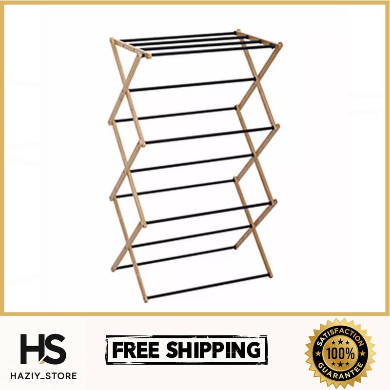 Household Essentials HE1200 Bamboo Folding Drying Rack 39×14 in Free Standing