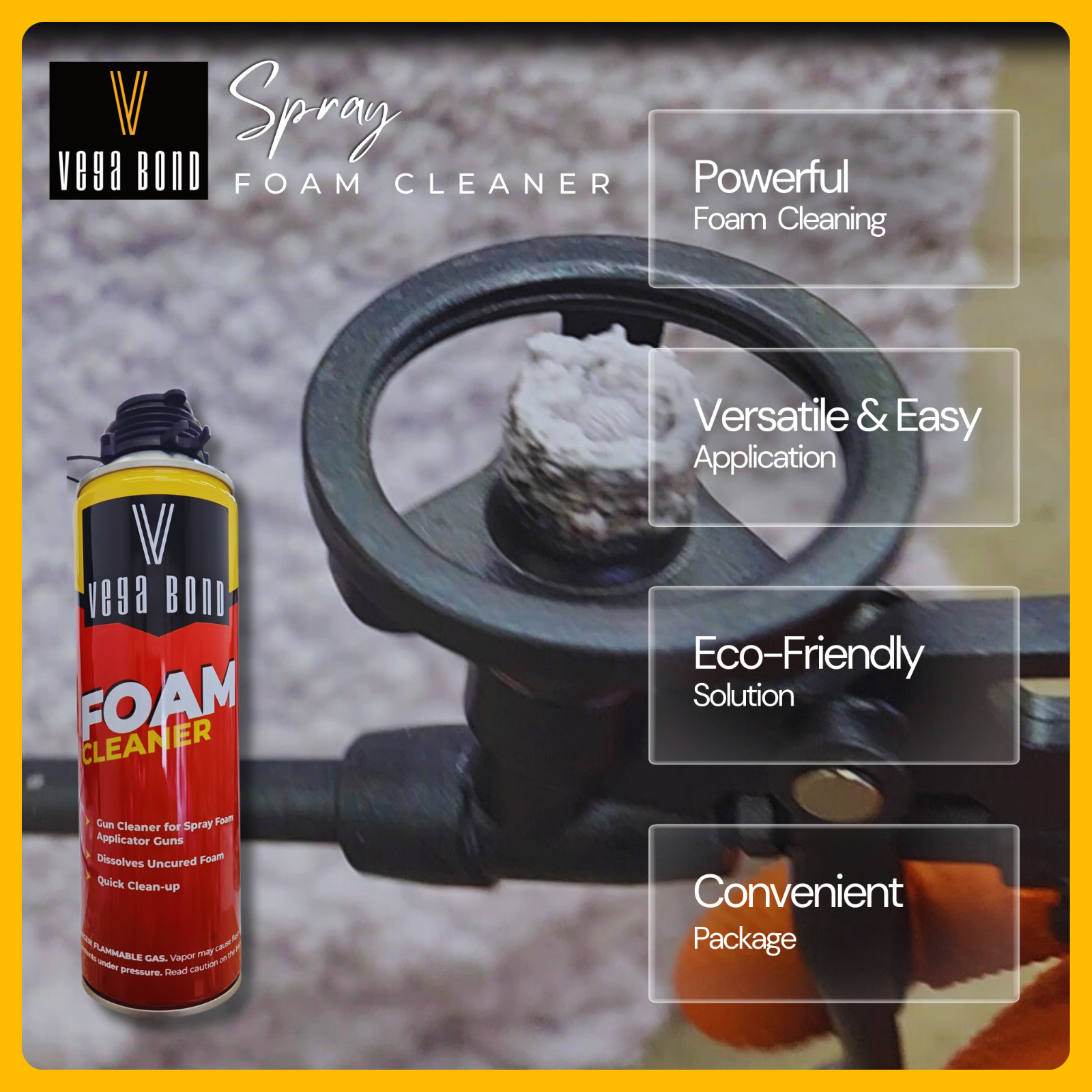 Vega bond Spray Foam Cleaner, 15 oz Dual Pack – Dissolves Uncured Expanding Foam