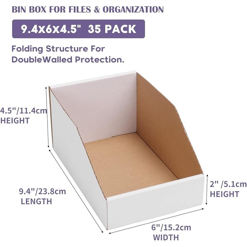 Cardboard Storage Bins 35 Pack Organizer Easy Assembly Labeling Tool Parts Snack