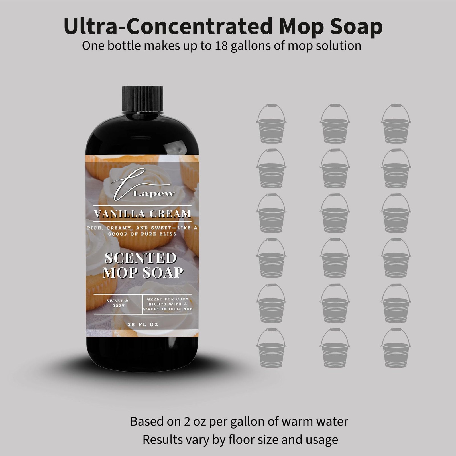 Lapew Vanilla Cream Scented Mop Soap – Luxury Floor Cleaner Concentrate for