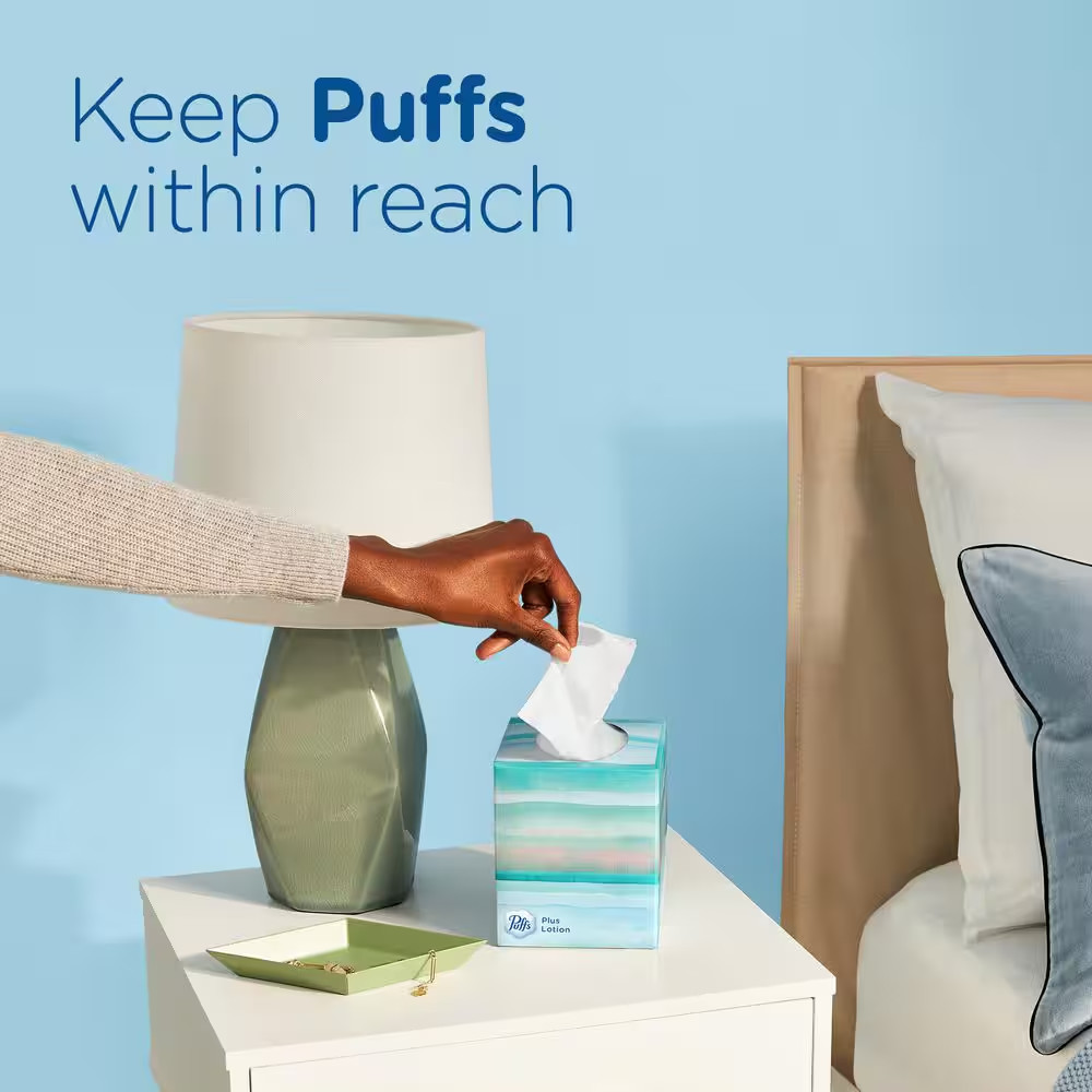 Plus Lotion 2-Ply Facial Tissue Cube Box (56-Sheets per Box, 4 CNT) Free Shippin
