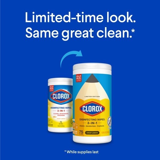 Disinfecting Wipes Bleach Free Crisp Lemon, Multi-Surface Cleaning, 75 Count