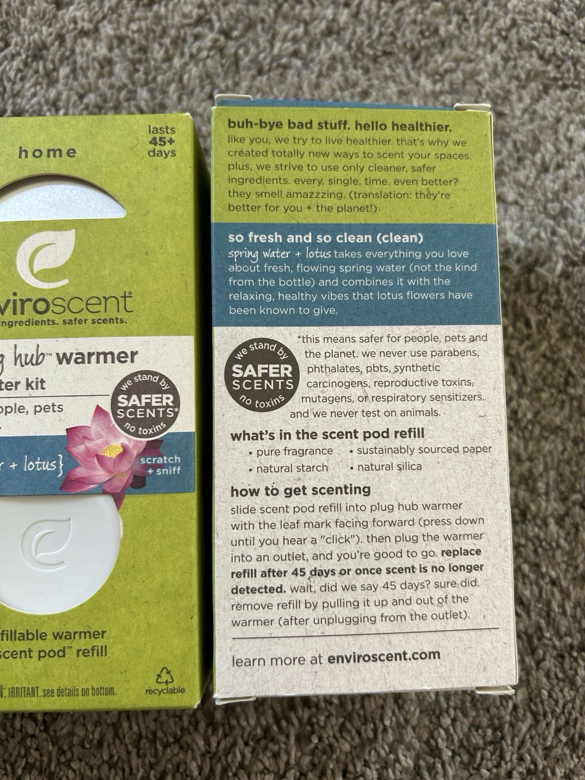 Enviroscent Plug Hub Warmer Kit Spring Water & Lotus + Scent Pod Refill (3Pack)