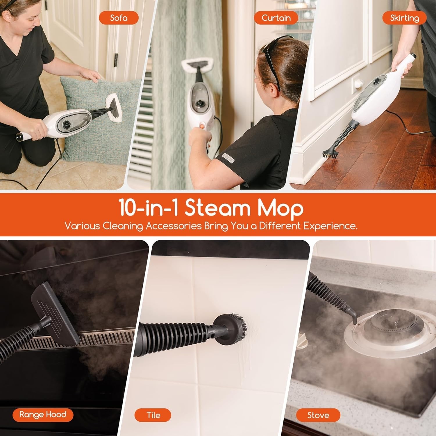 Steam Mop Floor Cleaner with Attachments Lightweight Fast Heating for Kitchen…