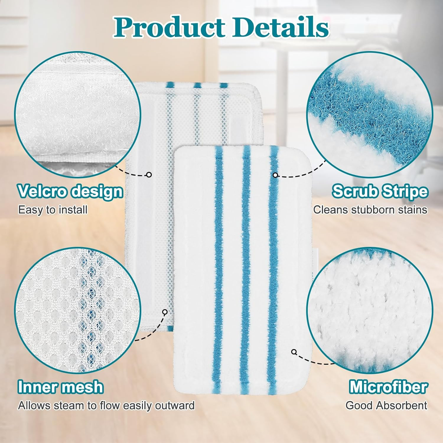 4Pack Steam Mop Pads Replacement for Black+Decker Steam Mop SM1600, SM1610, SM16