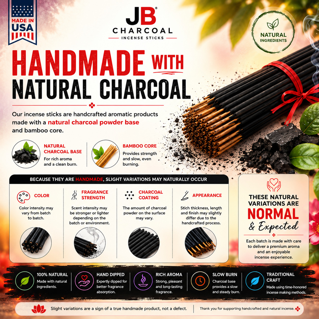 Incense Sticks 9″ Bulk Lick Me All Over Charcoal Hand Dipped Long Lasting Made