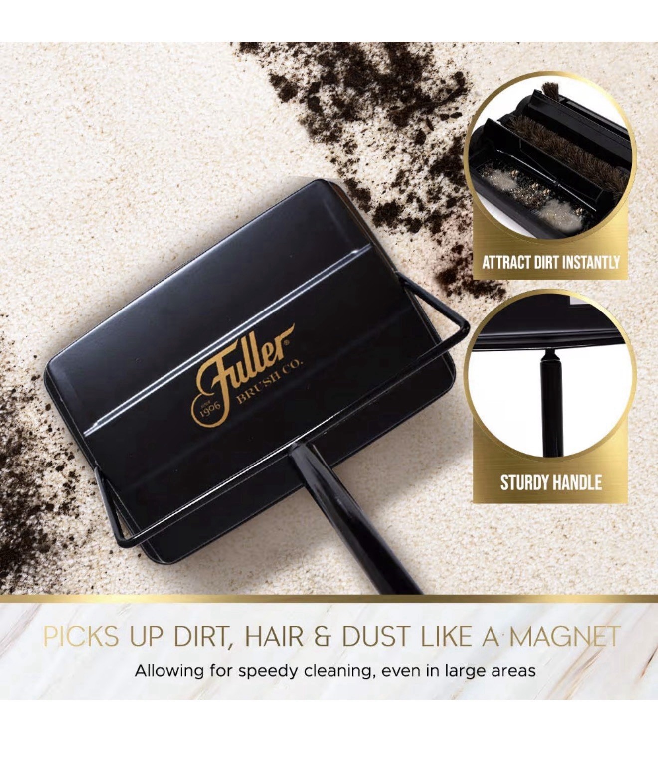 Fuller Brush 17027 Electrostatic Carpet & Floor Sweeper 9″ Cleaning Path Black