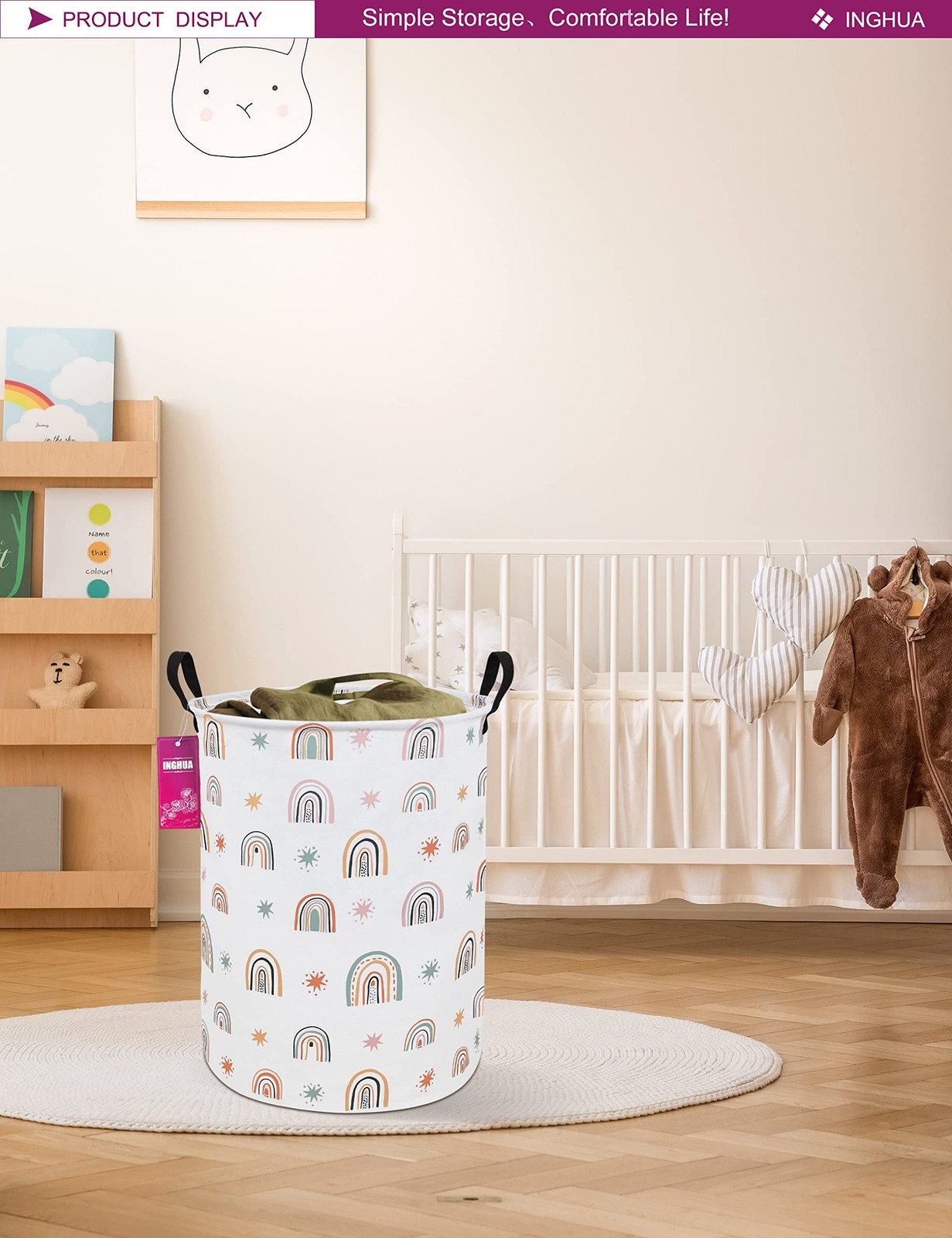 Laundry Hamper Large Canvas Fabric Lightweight Storage Basket/Toy Organizer/D…