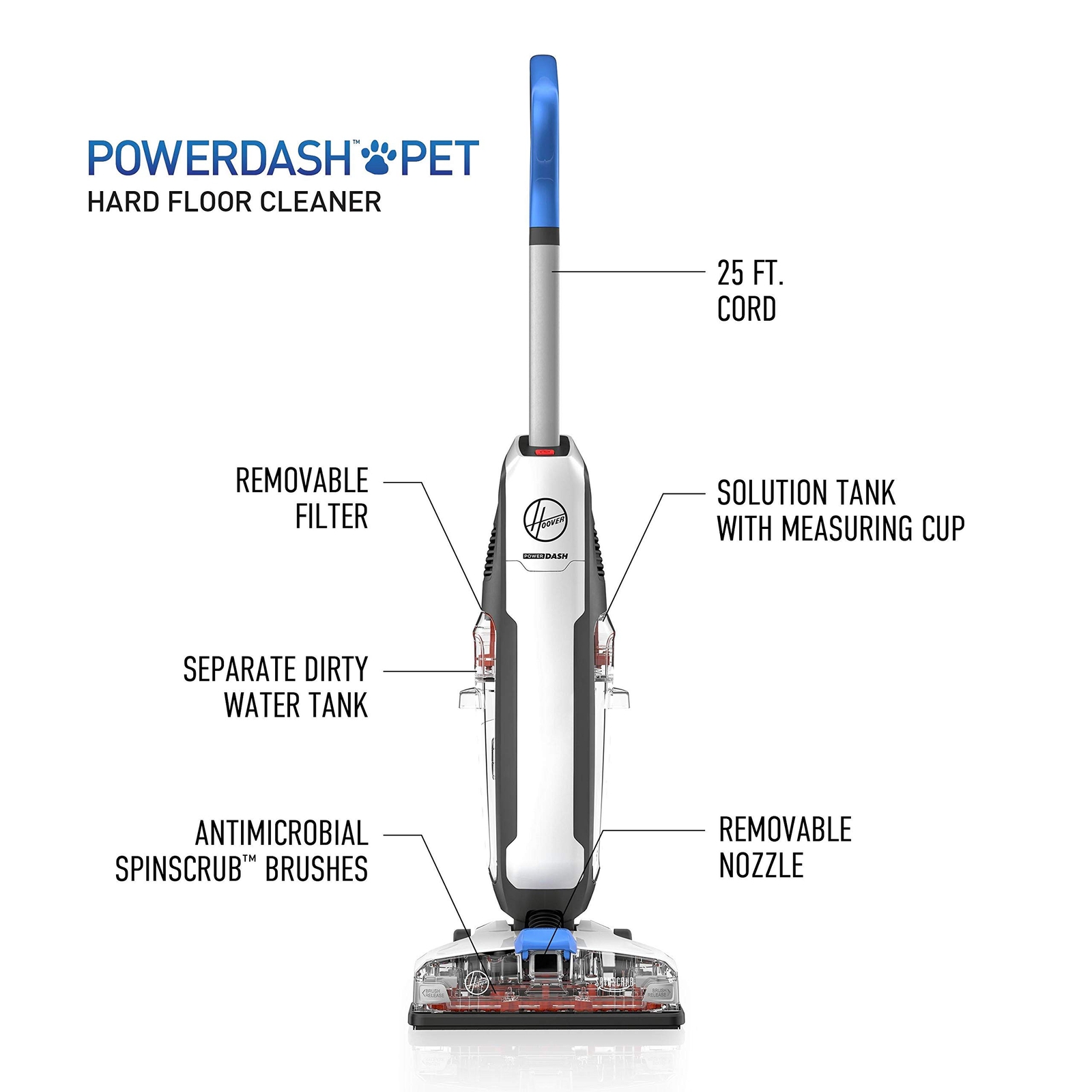 Hoover FH41010 PowerDash Pet Hard Floor Cleaner Machine, for Sealed Hard Floors,