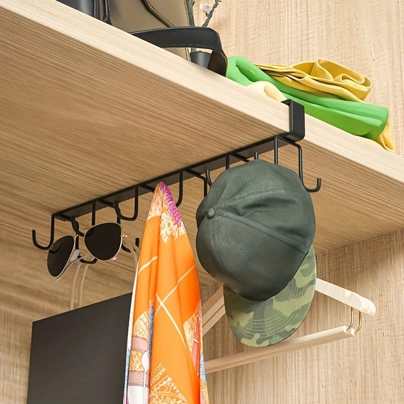 1 pc Double Row Wall Hook Rack No Drill Adhesive Kitchen Hanger