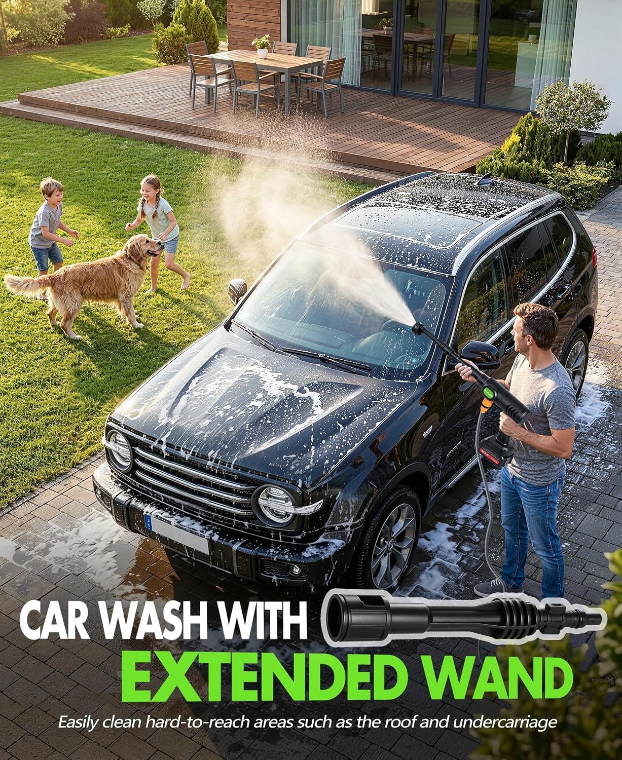 Cordless Car Wash Sprayer Portable Pressure Washer Foam Cannon 6-in-1 Nozzle