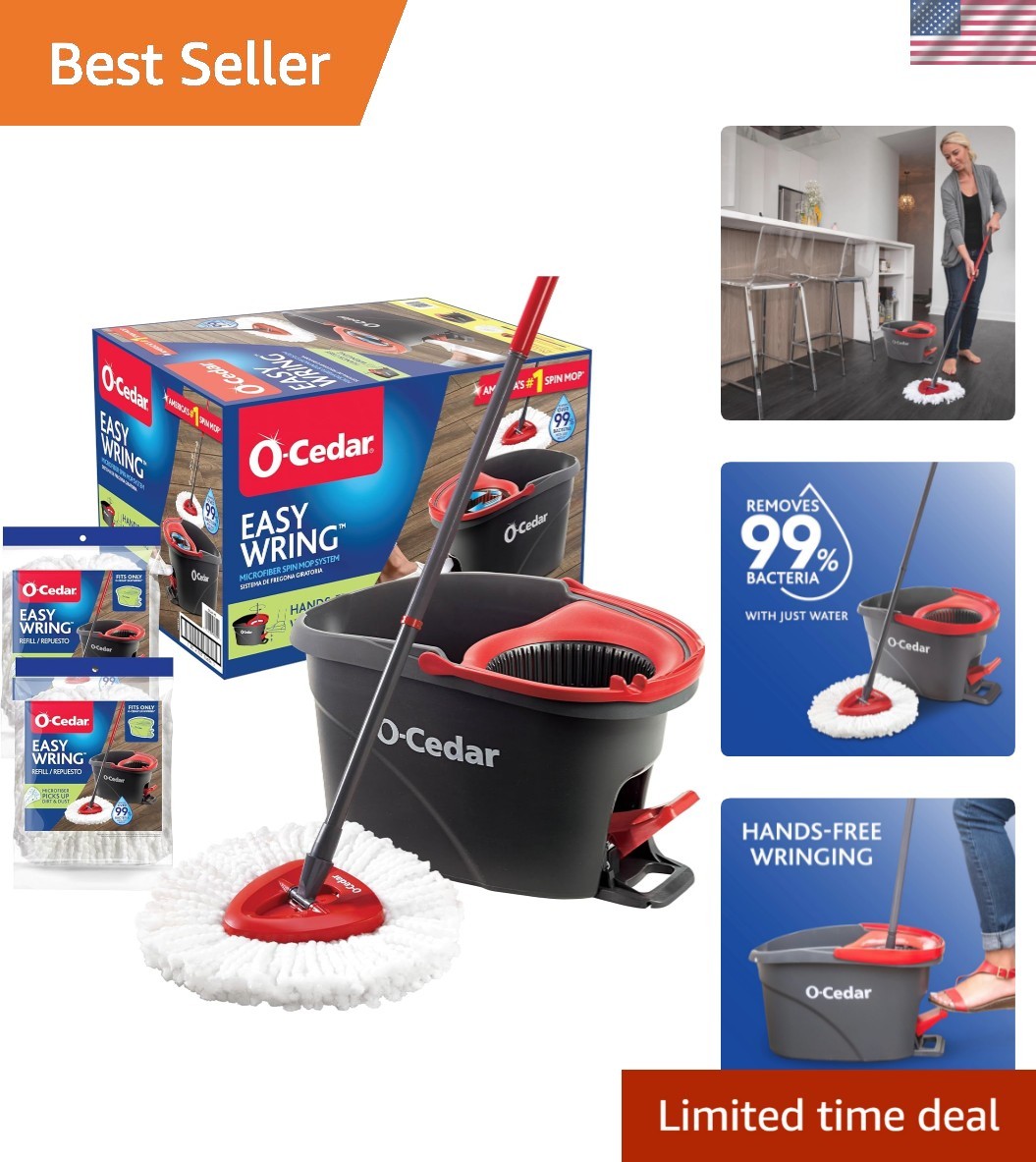 EasyWring Microfiber Spin Mop & Bucket Floor Cleaning System + 2 Extra Refill…