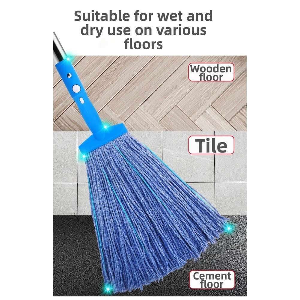 For Wax Mop with Ergonomic Non Slip Grip 36cm Cotton Yarn 1.2M Steel Rod