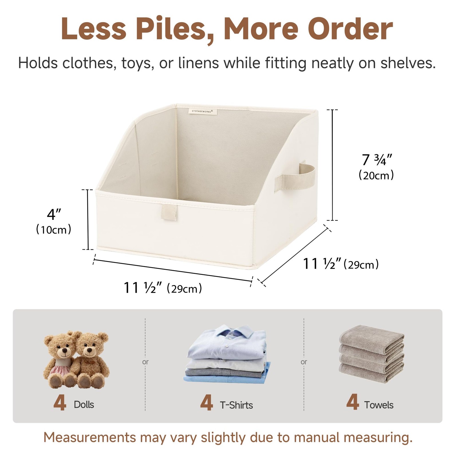 Fabric Closet Storage Bins Trapezoid Organizer Box Foldable Baskets Beige 3 Pack