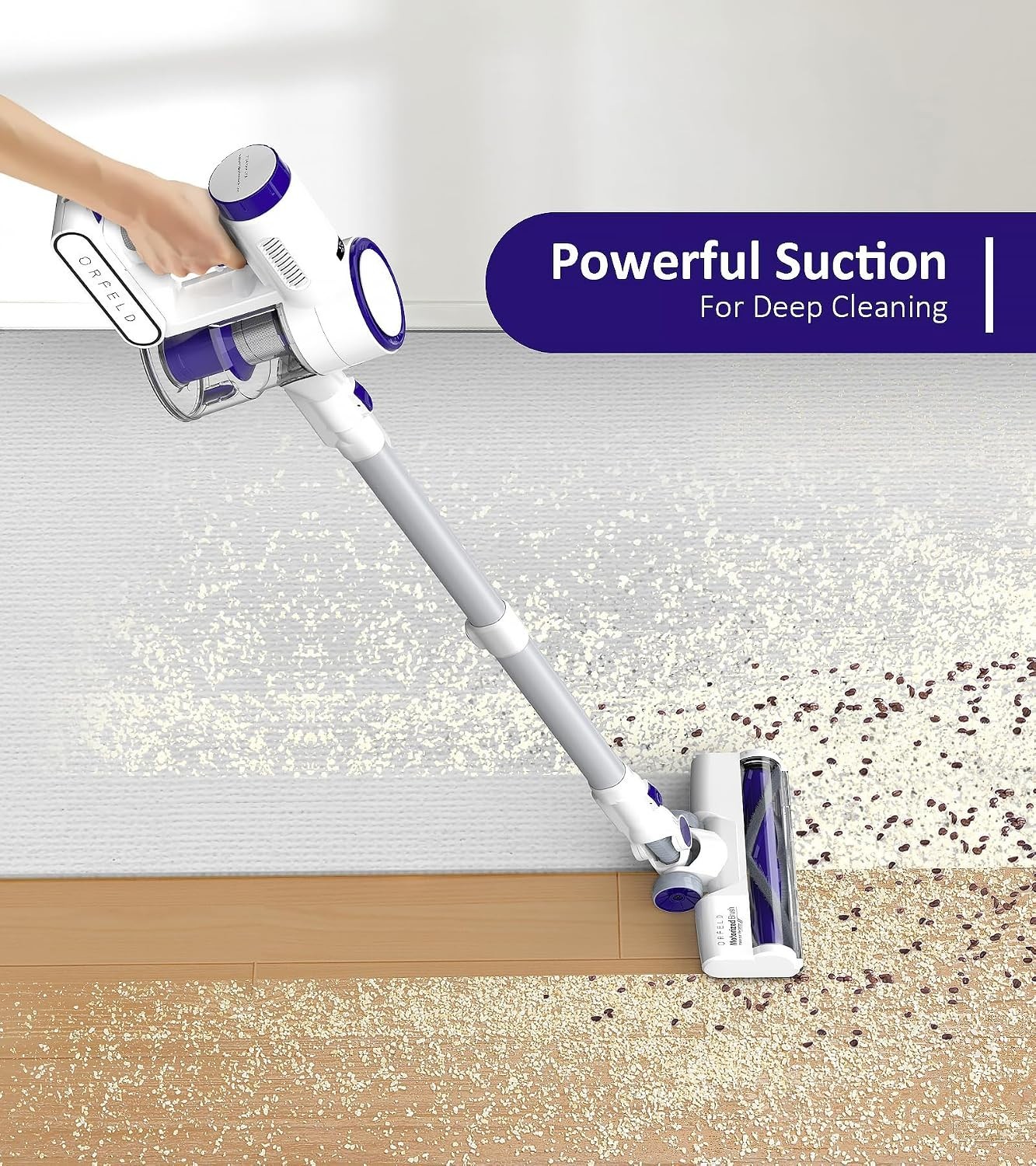 Cordless Vacuum Cleaner 20000Pa Powerful Suction Stick Lightweight 30Mins Runtim