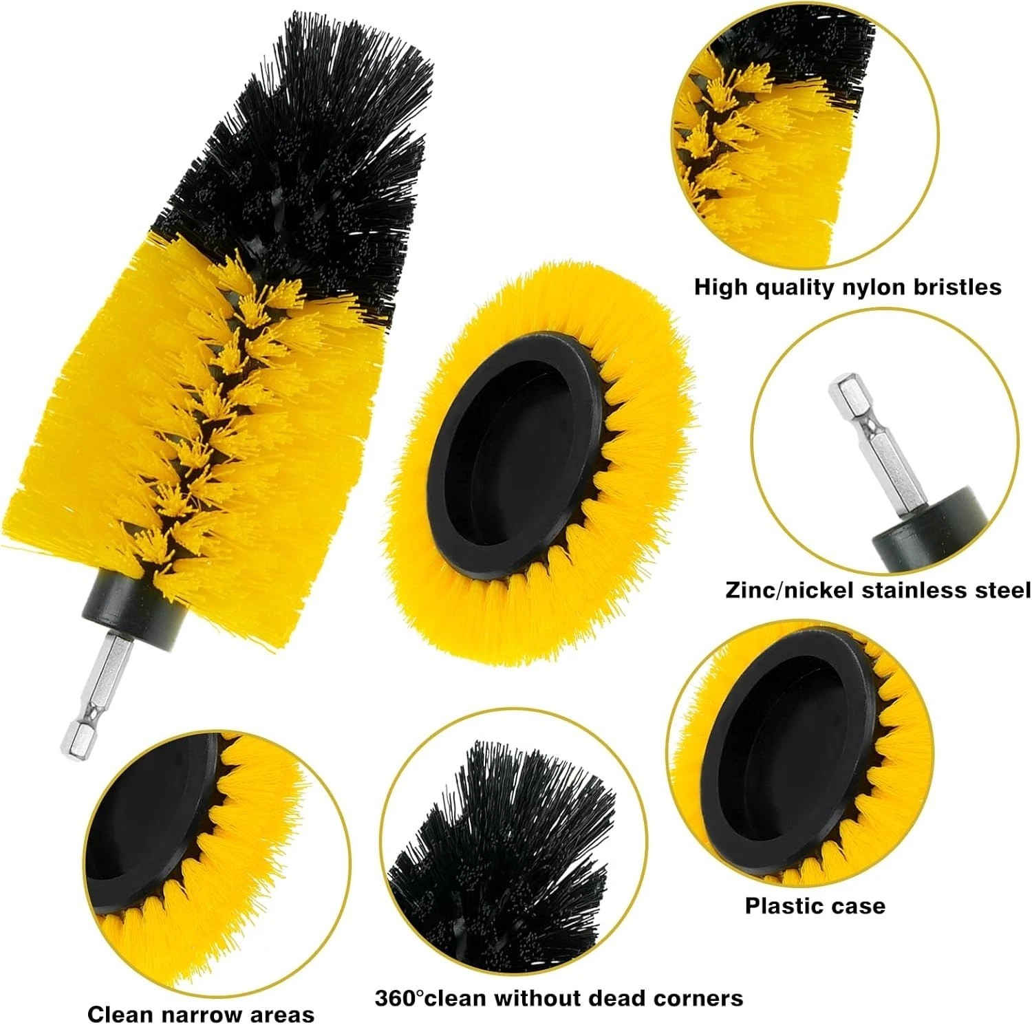 8 Pcs Drill Brush Attachment Set, Power Cleaning Scrub Brush Kit with Extend Lon