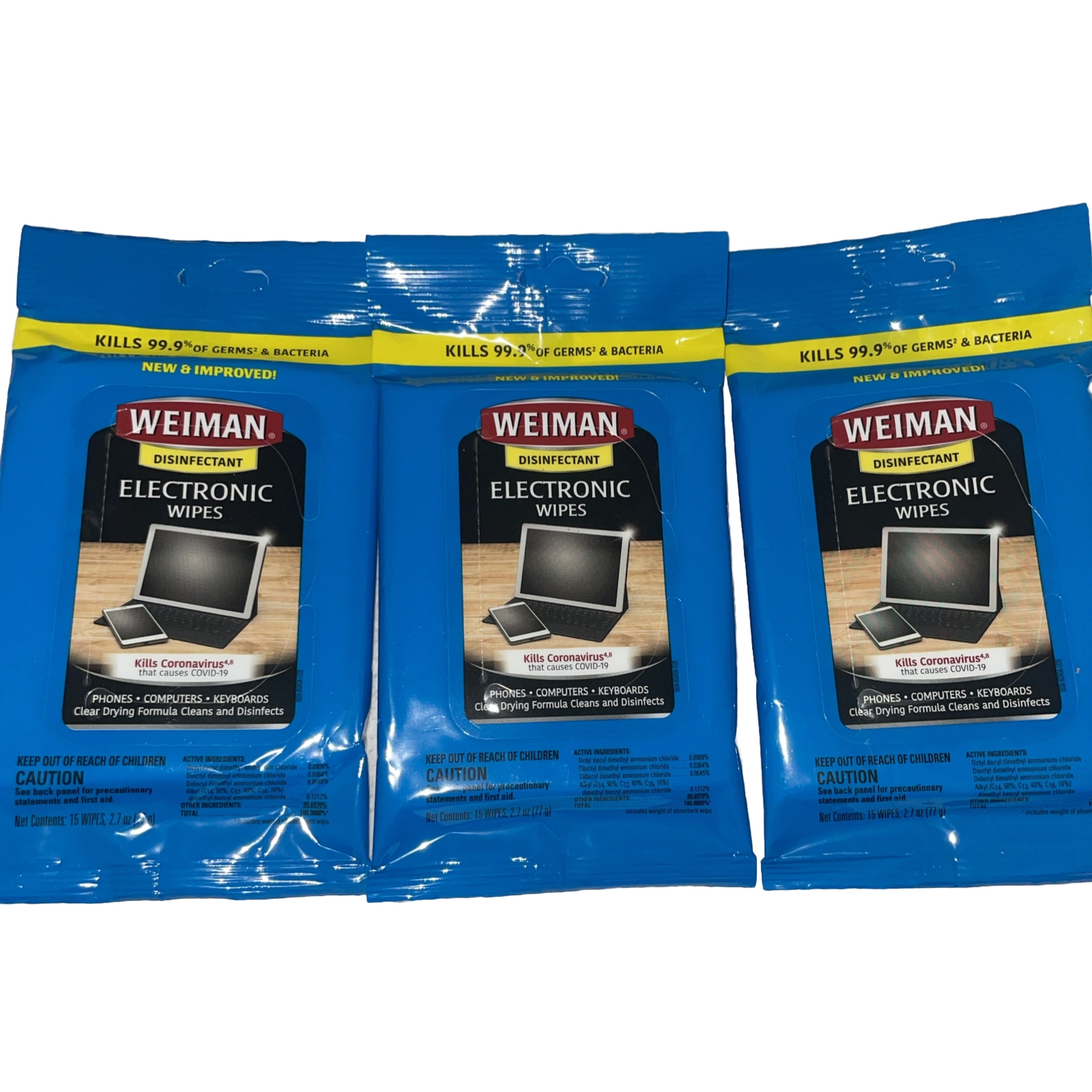(45-Pk) Weiman ELECTRONIC WIPES Phone Tablet Laptop Computer TV SURFACE CLEANER