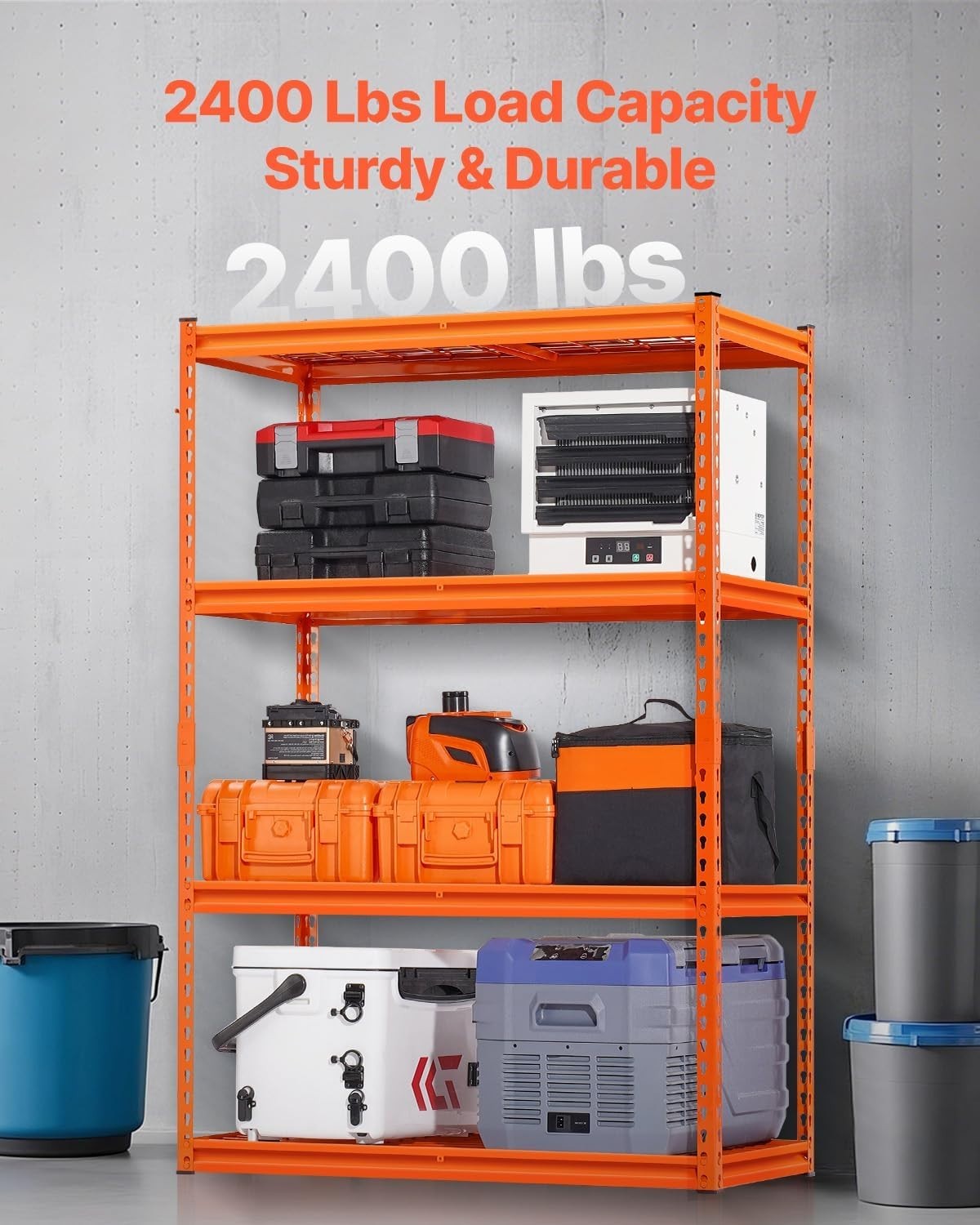 2400 lbs Capacity 4-Tier Heavy Duty Metal Shelving – Adjustable Utility Shelf