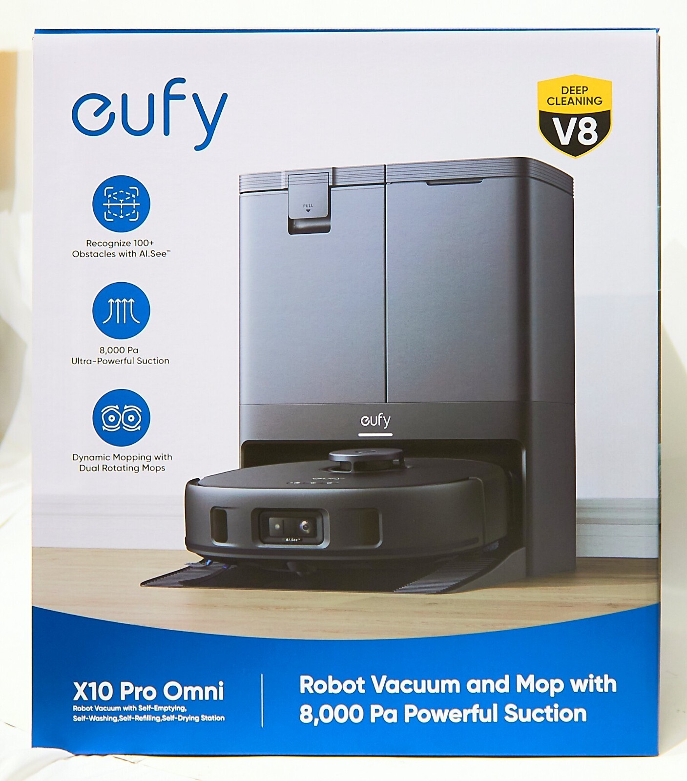 ✅ Anker Eufy X10 Pro Omni Robot Vacuum 8000Pa Dual Mops Auto Washing/Drying NEW