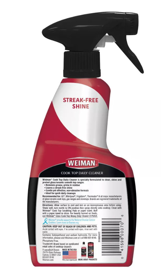 Weiman Cook Top Daily Cleaner Trigger Spray Bottle Streak Free Shine 12 oz NEW