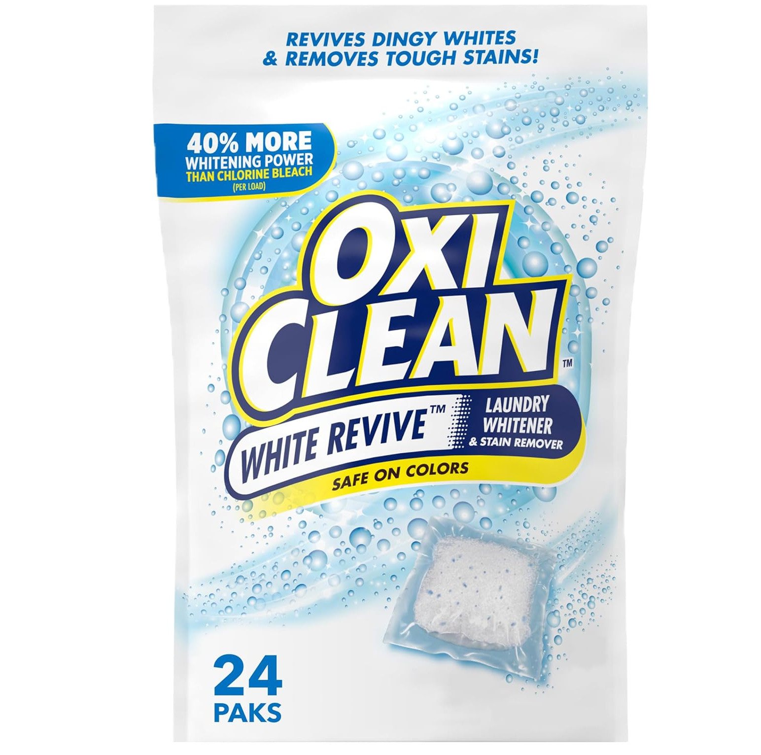 OxiClean White Revive Laundry Whitener and Stain Remover Power Paks, 24 Count