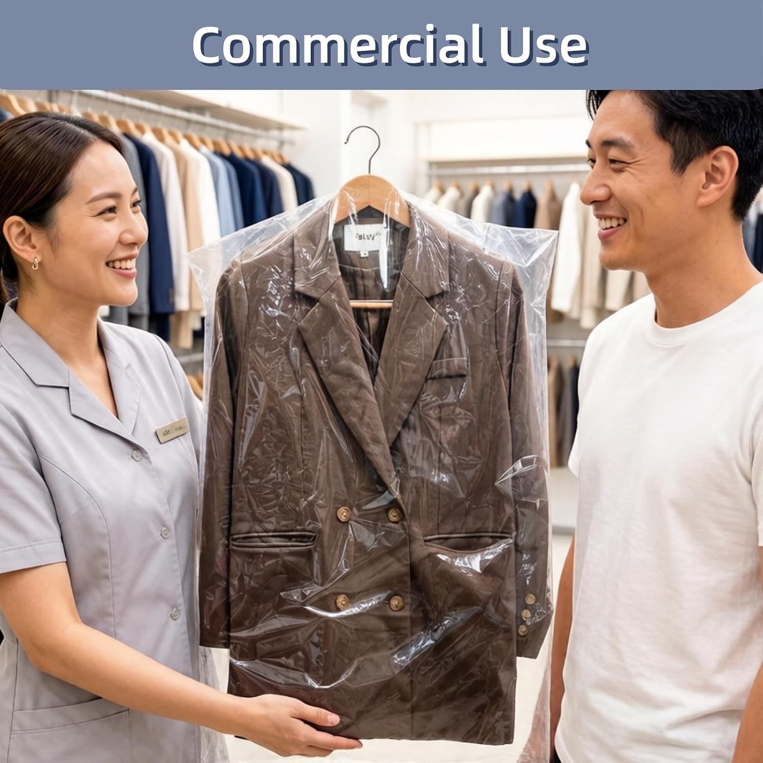 50 Pack Clear Plastic Garment Bags Hanging Clothes Dust Cover Storage 23×35