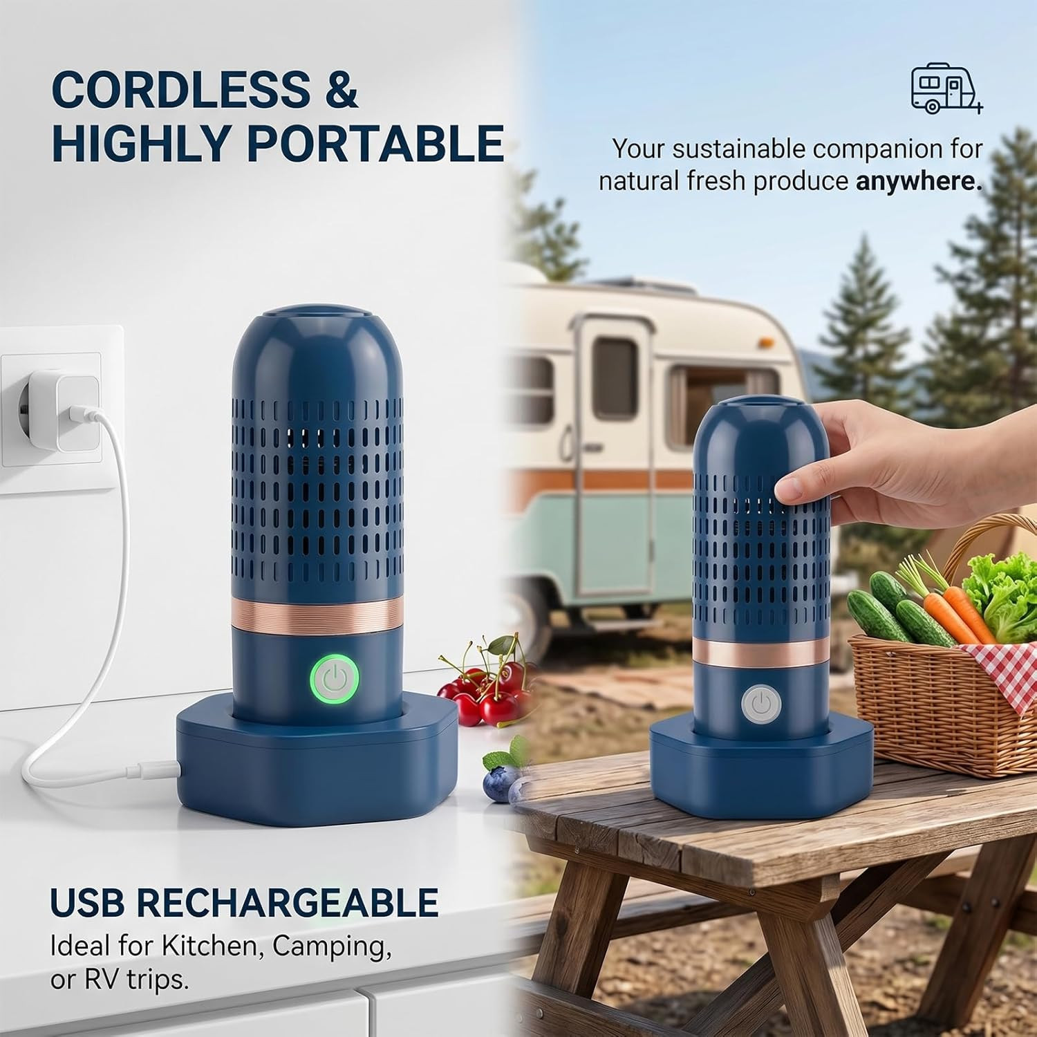 Portable Produce Cleaner Wireless Rechargeable Fruit and Produce Washing Mac