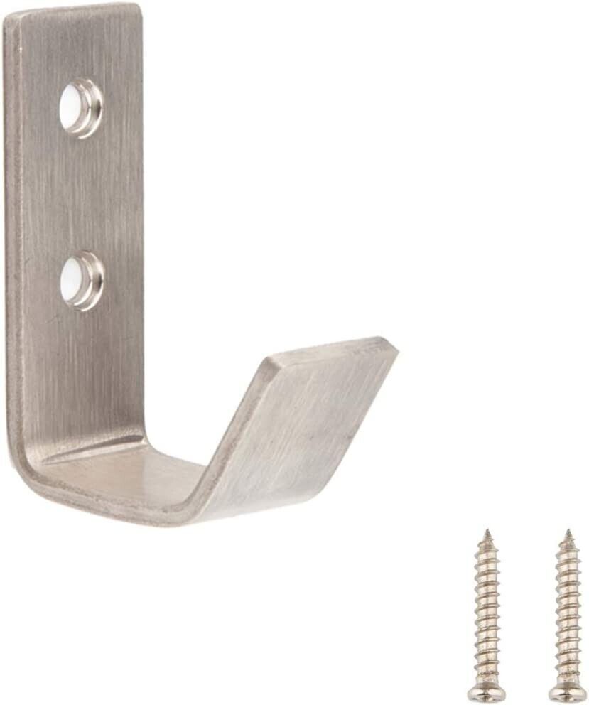 Modern Single Prong Brushed Stainless Steel Silver Coat Hook Robe Hanger 5 Pk